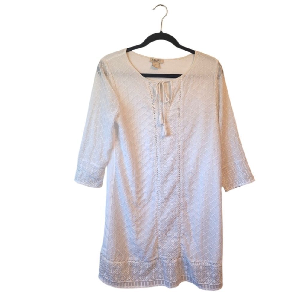 Lucky Brand Women's White Eyelet Embroidered Dress Size S
